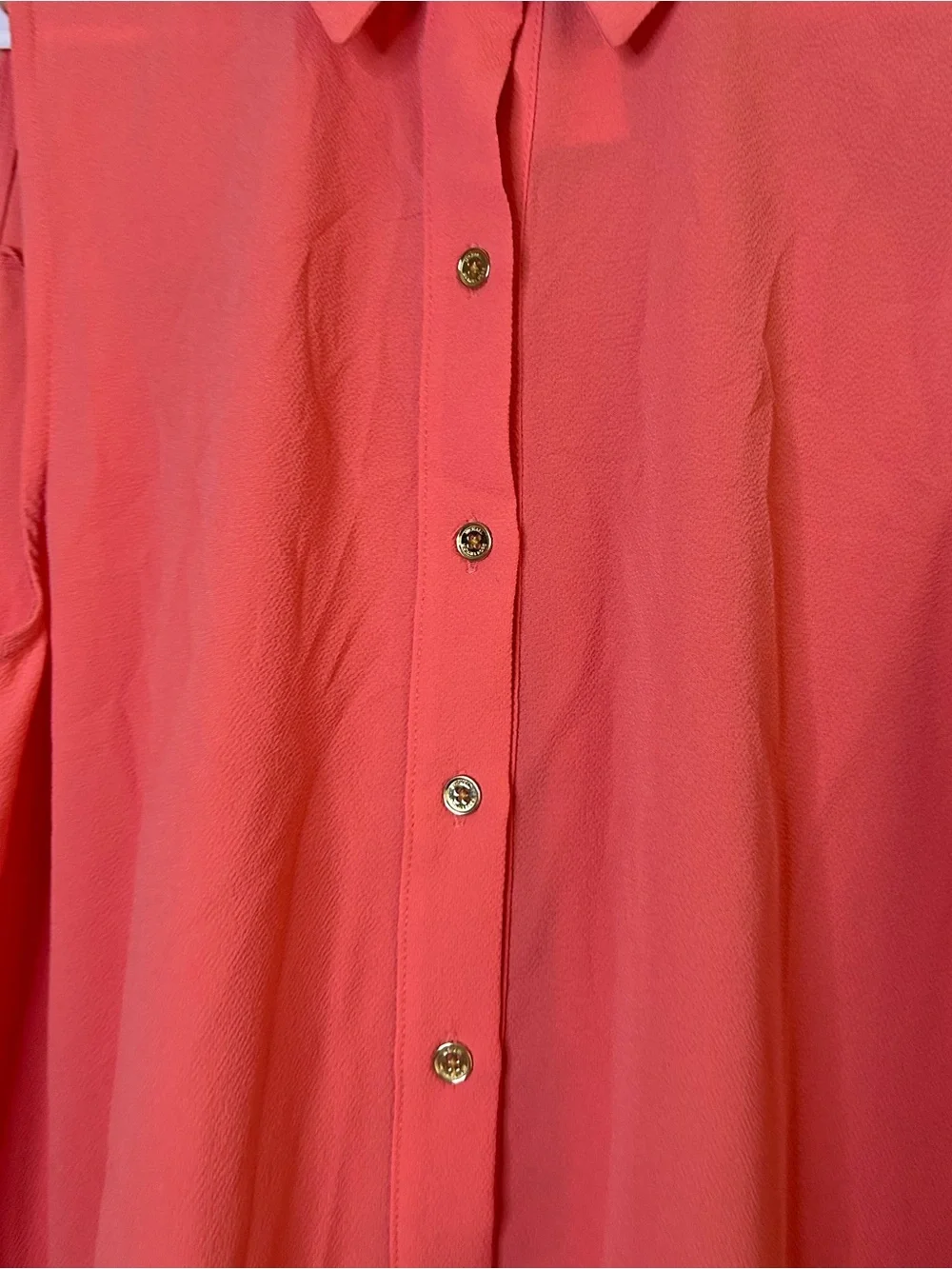 Michael Kors Coral‎ Sleeveless Button-Front Sharkbite Hem Top NWT Medium Light